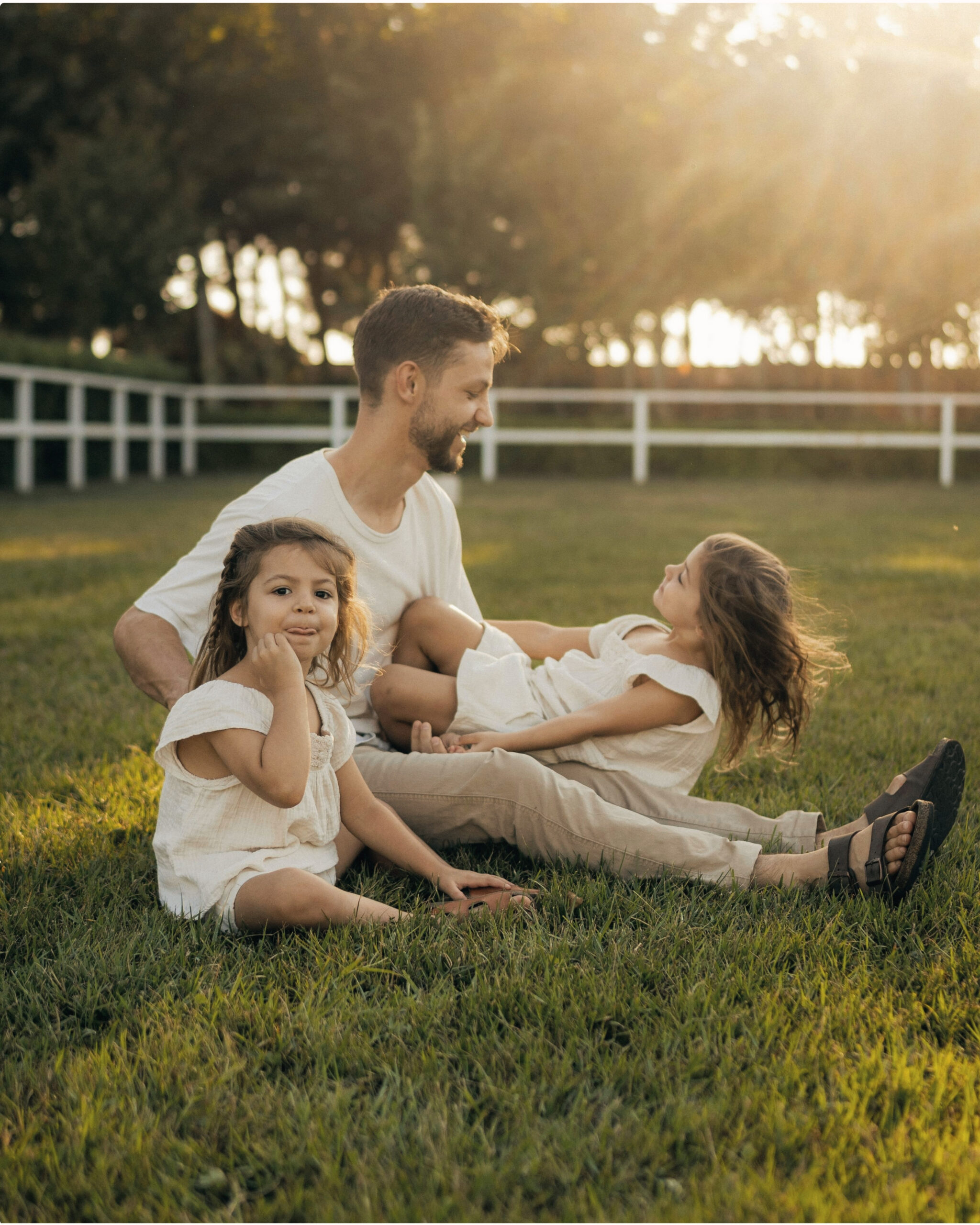Father spending time outdoors with his children